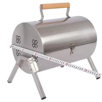 Grătar de camping cu horn de fum, portabil, grill cu două fețe, din oțel inoxidabil, pliabil