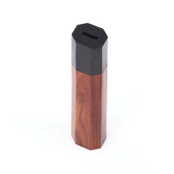 Mâner din lemn FSC pentru furculița de grătar, formă octagonală din lemn Ebony-Red, mâner cu gaură