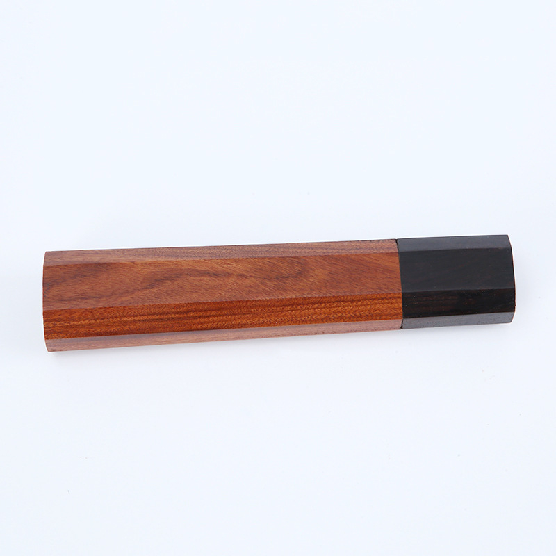 Mâner din lemn FSC pentru furculița de grătar, formă octagonală din lemn Ebony-Red, mâner cu gaură