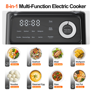Aburitor electric din oțel inoxidabil, standard american, capacitate mare, trei niveluri de aburire și gătire, multifuncțional