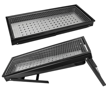 Grătar pliabil din oțel inoxidabil pentru exterior – set complet ustensile pentru grătar cu cărbuni, frigărui și grilă