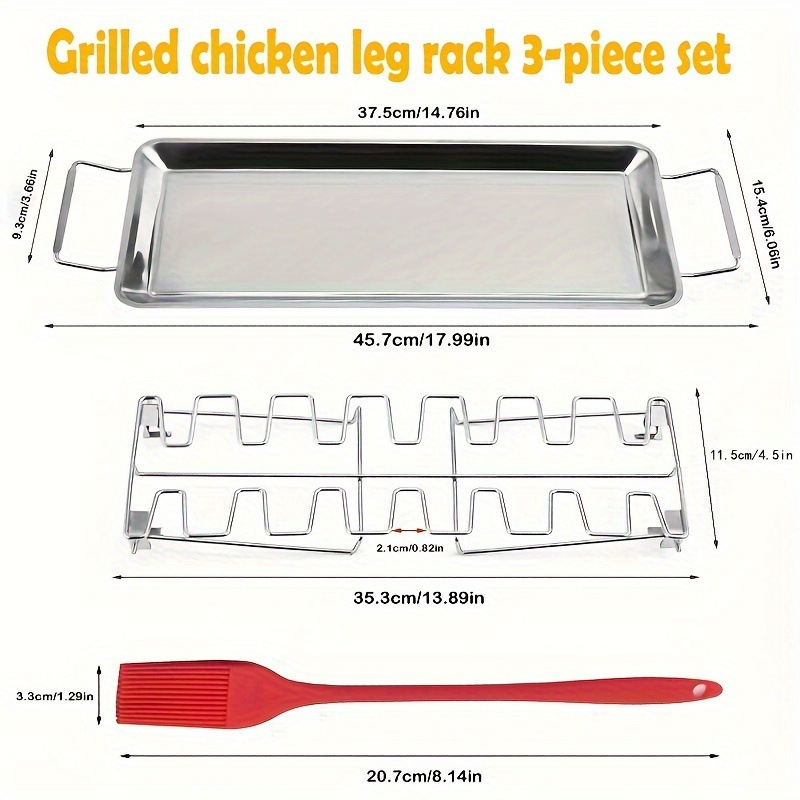 Suport pentru pulpe de pui la grătar, 14 compartimente, oțel inoxidabil 430, grill BBQ