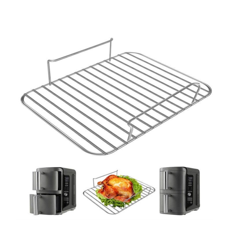 Raft de grătar dreptunghiular cu mâner – suport multi-funcțional pentru gătit, aburire și răcire, tavă de copt și plasă grill