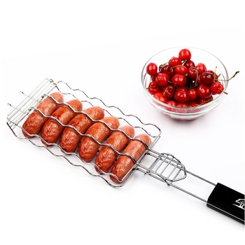 Plasă de grătar din oțel inoxidabil pentru cârnați, grătar portabil cu cleme