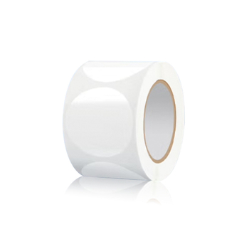 Etichete circulare transparente din PVC autoadezive, rezistente la apă, ușor de desprins și reutilizabile, pentru etichete și coduri de bare pe ambalajul exterior, diametre 20 mm sau 25 mm, 500 etichete pe rol.