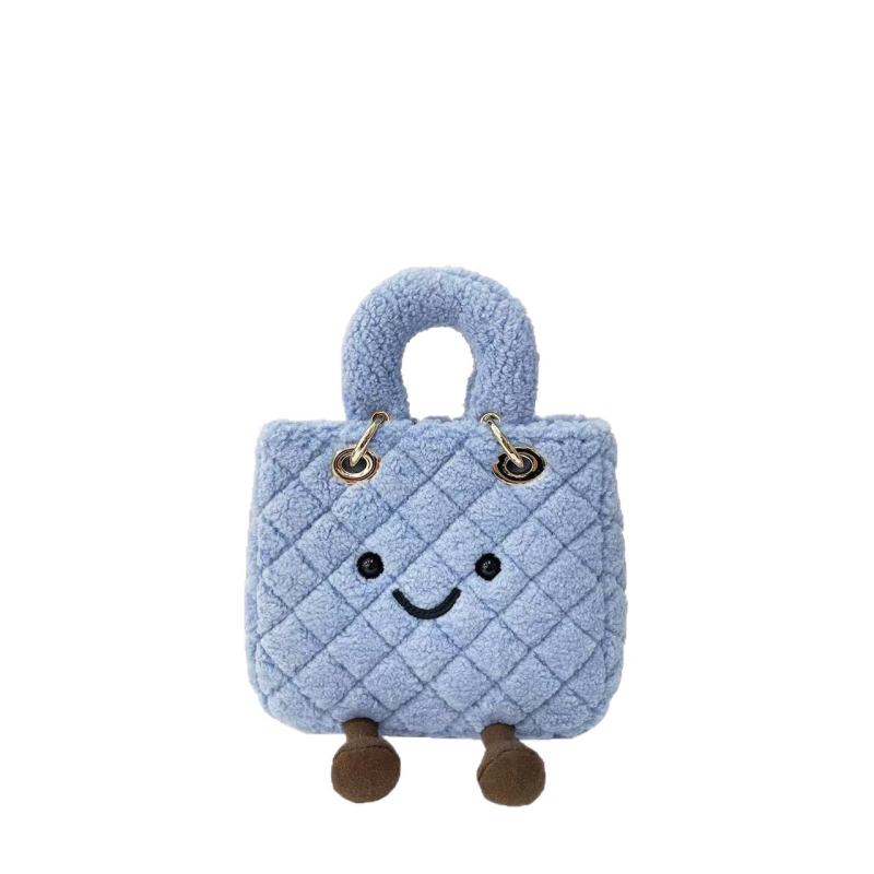 Slatka ekološki prihvatljiva pliš torba s rombo prešivanjem i velikim očima, crossbody stil Princess Diana