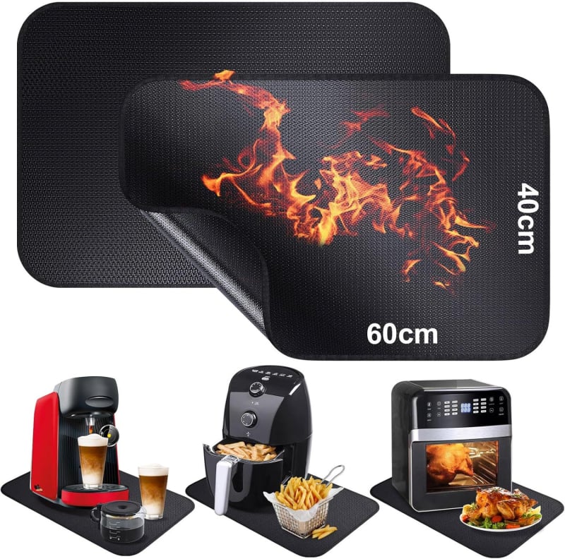 Covoraș izolant dublu din silicon și fibră de sticlă pentru air fryer, covoraș pentru grătar 60 × 40 cm