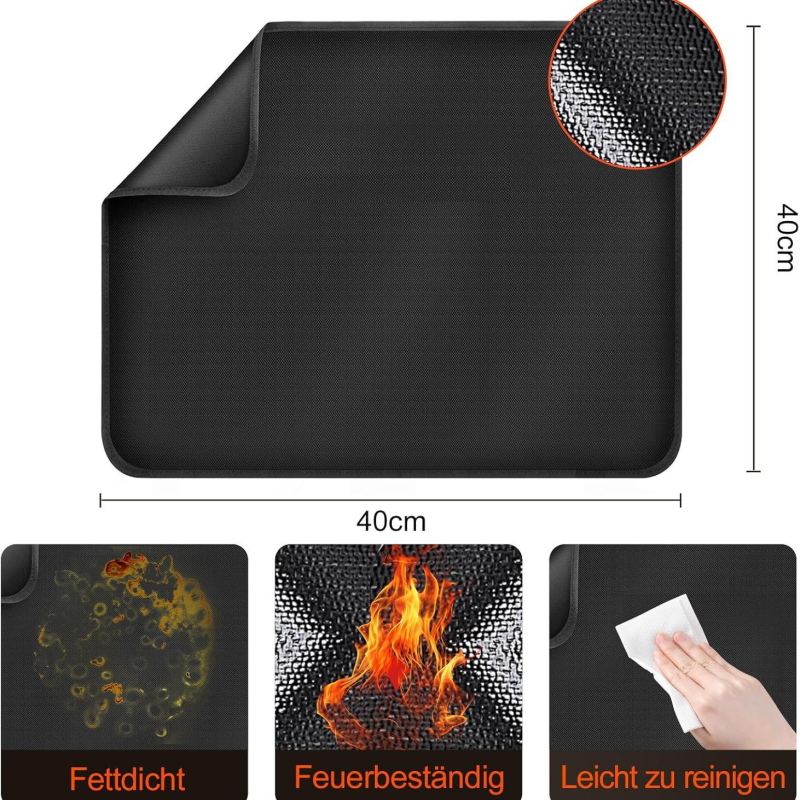 Covoraș izolant dublu din silicon și fibră de sticlă pentru air fryer, covoraș pentru grătar 60 × 40 cm