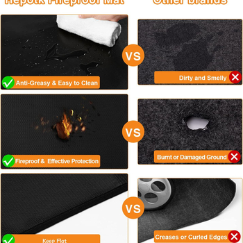 Covor protecție din silicon, 3 straturi, rezistent la foc – exterior, covoraș mare pentru grătar BBQ, terasă/dvori, rezistent la temperaturi înalte