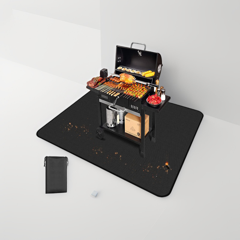Covor protecție din silicon, 3 straturi, rezistent la foc – exterior, covoraș mare pentru grătar BBQ, terasă/dvori, rezistent la temperaturi înalte