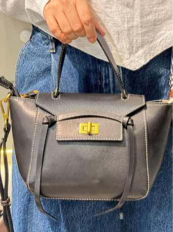 Ženska torbica od prve sloje goveđe kože, oblik mašne, crossbody torba, prava koža, srednje veličine, lagana i moderna