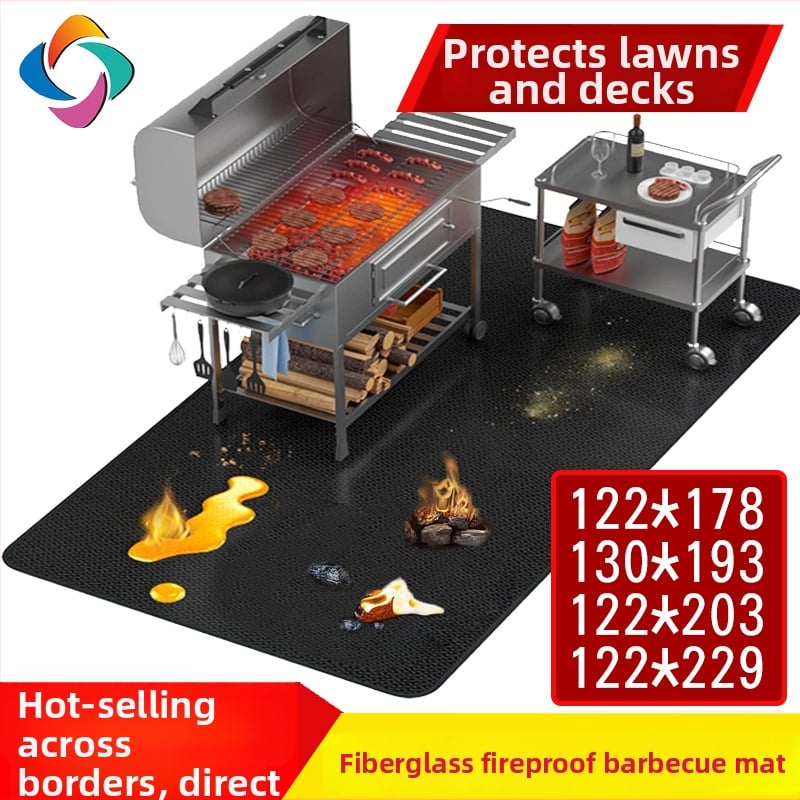 Covoraș din fibră de sticlă, 80 inch, rezistent la foc, pentru BBQ, camping în aer liber, protecție pentru plită