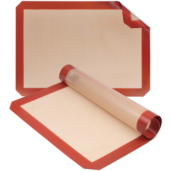 Covoraș de copt din silicon, de calitate alimentară, gros, rezistent la temperaturi înalte, antiaderent și antiderapant, bază din fibră de sticlă, 420 × 295 mm