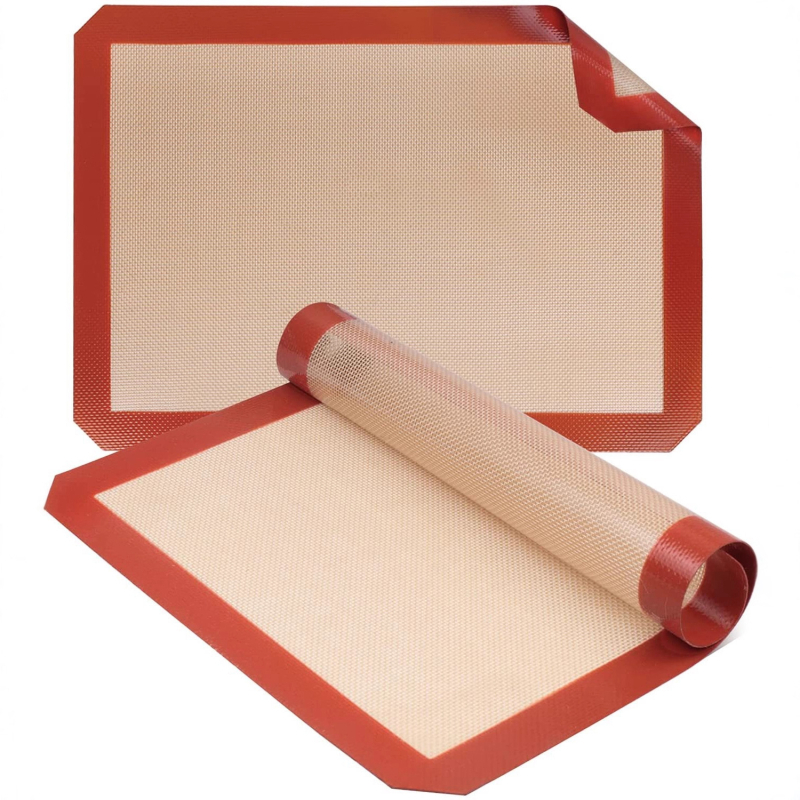 Covoraș de copt din silicon, de calitate alimentară, gros, rezistent la temperaturi înalte, antiaderent și antiderapant, bază din fibră de sticlă, 420 × 295 mm