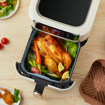 Set tavă de copt pătrată din silicon cu covoraș pentru friteza cu aer, uz casnic