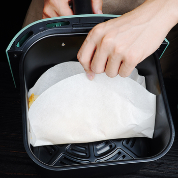 Hârtie de copt rotundă coreeană, hârtie de copt cu acoperire din silicon rezistentă la temperaturi înalte, suport pentru tavă de cuptor pentru grătar și air fryer
