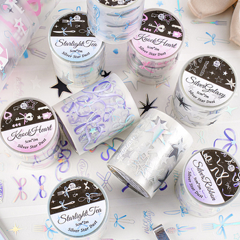 Seria Stardust Argintiu – bandă washi decupată, stil balet, DIY