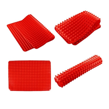 Covoraș din silicon pentru copt, pătrat, roșu, de calitate alimentară, pentru cuptor, cuptor cu microunde, pizza și grătar.