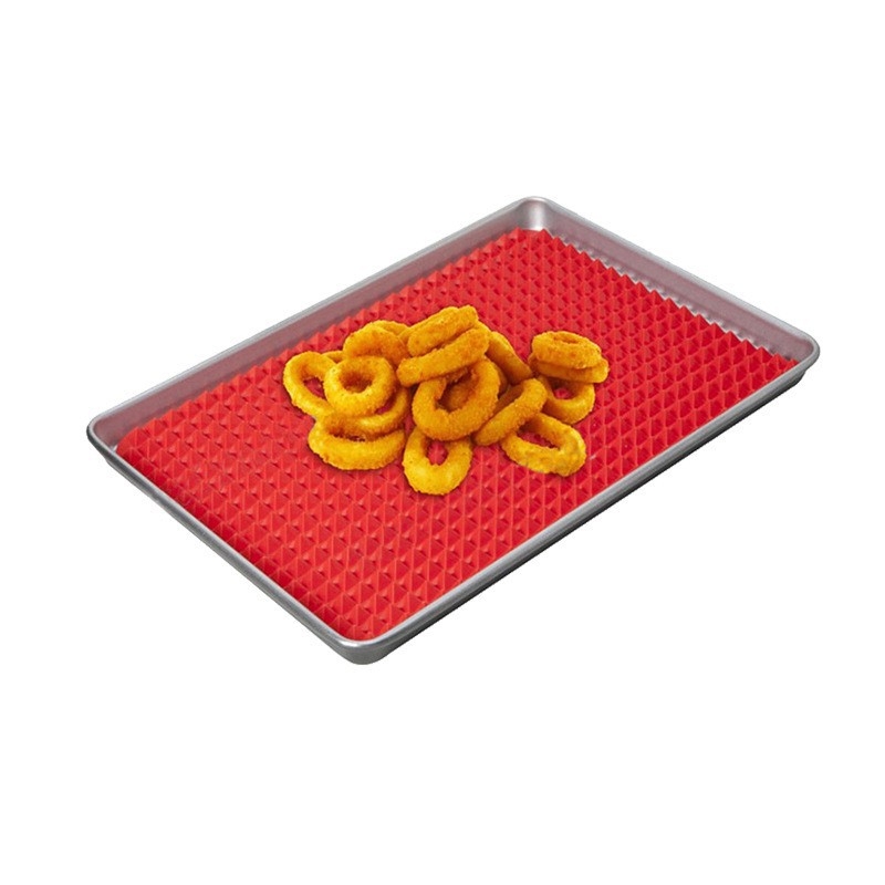 Covoraș din silicon pentru copt, pătrat, roșu, de calitate alimentară, pentru cuptor, cuptor cu microunde, pizza și grătar.