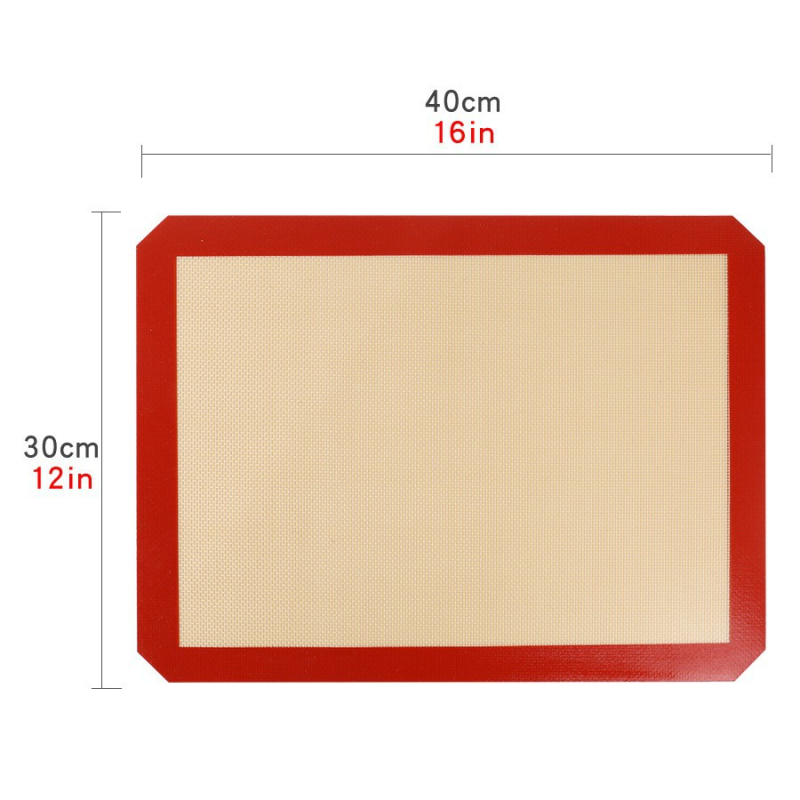 Covoraș de copt din silicon cu fibră de sticlă, rezistent la temperaturi înalte, 40 × 30 cm, margine roșie
