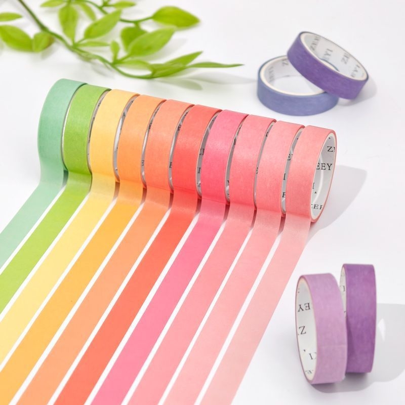 Zi yi bandă washi pentru jurnal, 20 role colorate solid, margine îngustă, culori bomboane, lungime 2 m, lățime 10 mm