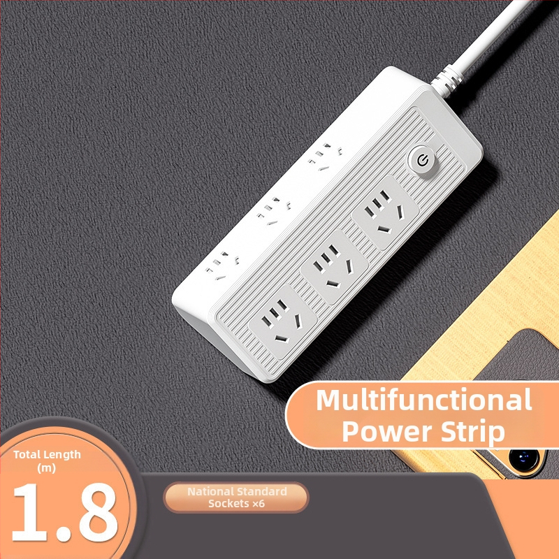 Viacportový predlžovač s USB portmi, medené vodiče, sklonený dizajn na stenu