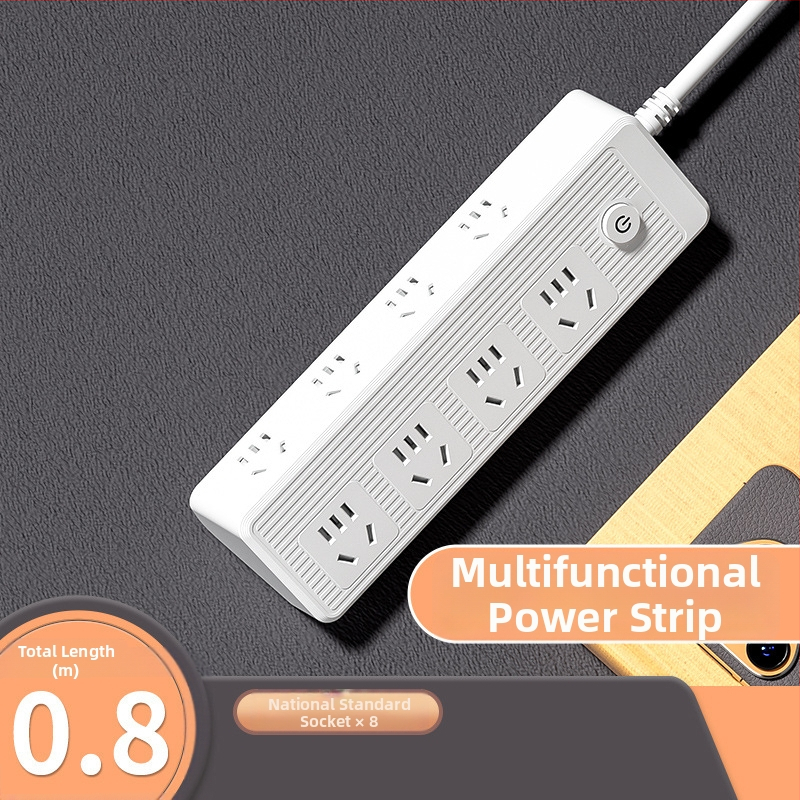 Viacportový predlžovač s USB portmi, medené vodiče, sklonený dizajn na stenu