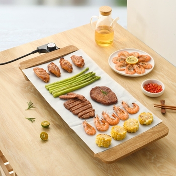 Hârtie de copt alimentară, cu absorbție de ulei, acoperire din silicon, rezistentă la temperaturi înalte, tavă dreptunghiulară pentru grătar, 20 de foi