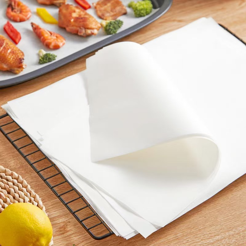 Hârtie de copt dreptunghiulară, absorbantă pentru ulei, liner pentru tavă de cuptor, rezistentă la temperaturi înalte, hârtie de pergament cu silicon alimentar, hârtie pentru prăjit, hârtie pentru grătar