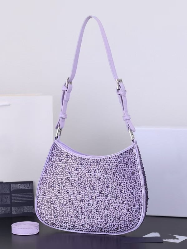 Ženska torbica od prave kože s kristalima, sedla stil, preko ramena ili crossbody, 2025 proljeće-ljeto