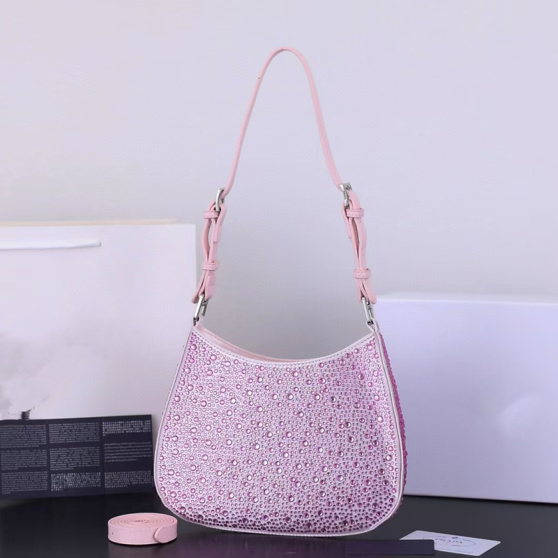 Ženska torbica od prave kože s kristalima, sedla stil, preko ramena ili crossbody, 2025 proljeće-ljeto