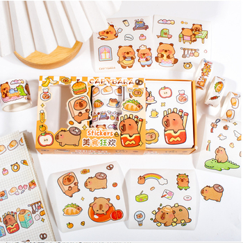 Set cadou cu bandă washi capybara pentru elevi – autocolante pentru jurnal rezistente la apă și decor DIY pentru birou