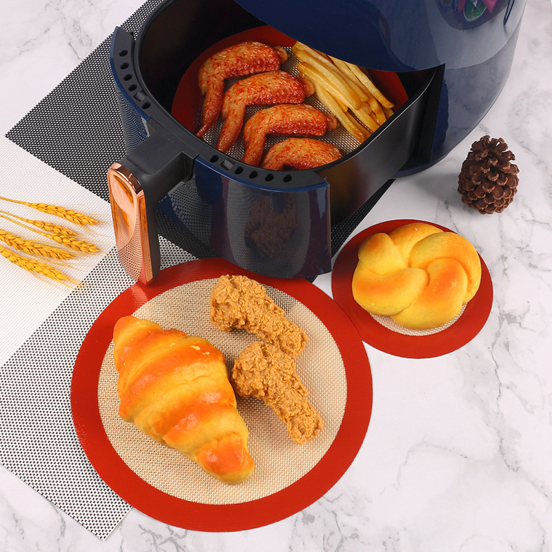 Covoraș rotund din silicon pentru air fryer, rezistent la temperaturi înalte, antiaderent pentru cuptor