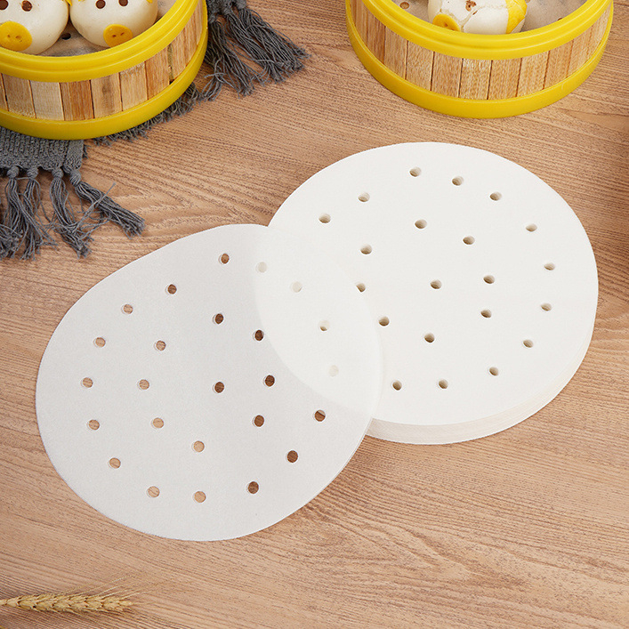 Hârtie pentru abur perforată, cu acoperire din silicon, de unică folosință, alimentară, pentru chifle la abur
