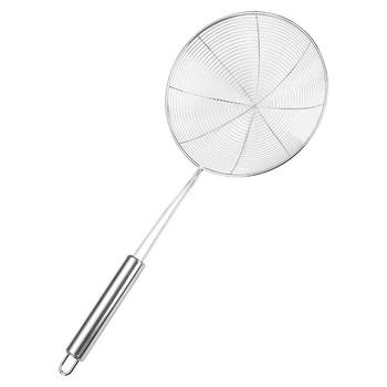 Filtru din oțel inoxidabil pentru oală, sită mare, potrivit pentru găluște și tăiței, mâner anti-alunecare, cârlig unic, protecție împotriva arsurilor