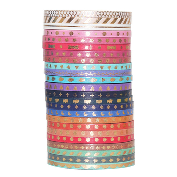 Bandă washi de 3 mm, ruptură manuală, linie fină, decor colorat pentru jurnal în stil japonez, ștampilare aurie