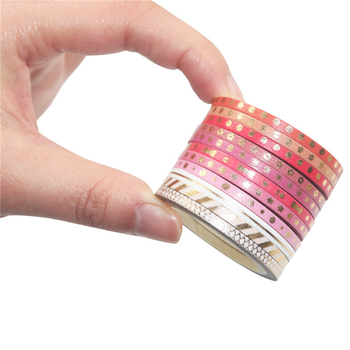 Bandă washi de 3 mm, ruptură manuală, linie fină, decor colorat pentru jurnal în stil japonez, ștampilare aurie