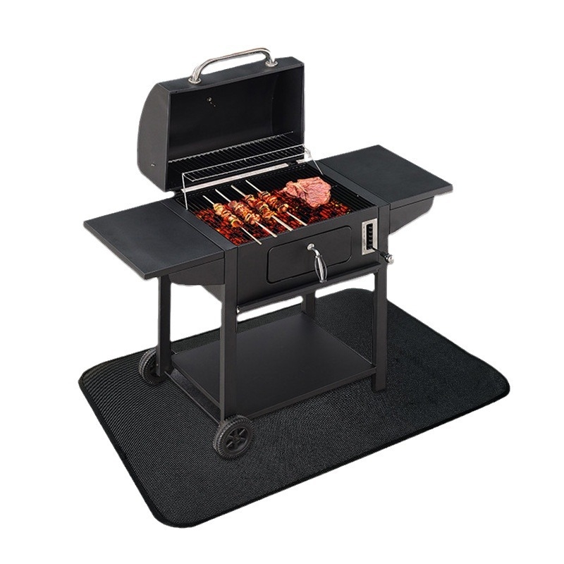 Covoraș din fibră de sticlă, dublu față, pentru exterior BBQ, rezistent la foc, protecție pentru șemineu
