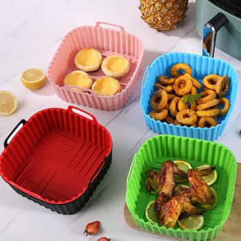 Tavă de copt din silicon alimentar pentru friteuză cu aer, antiaderent, utilizare casnică