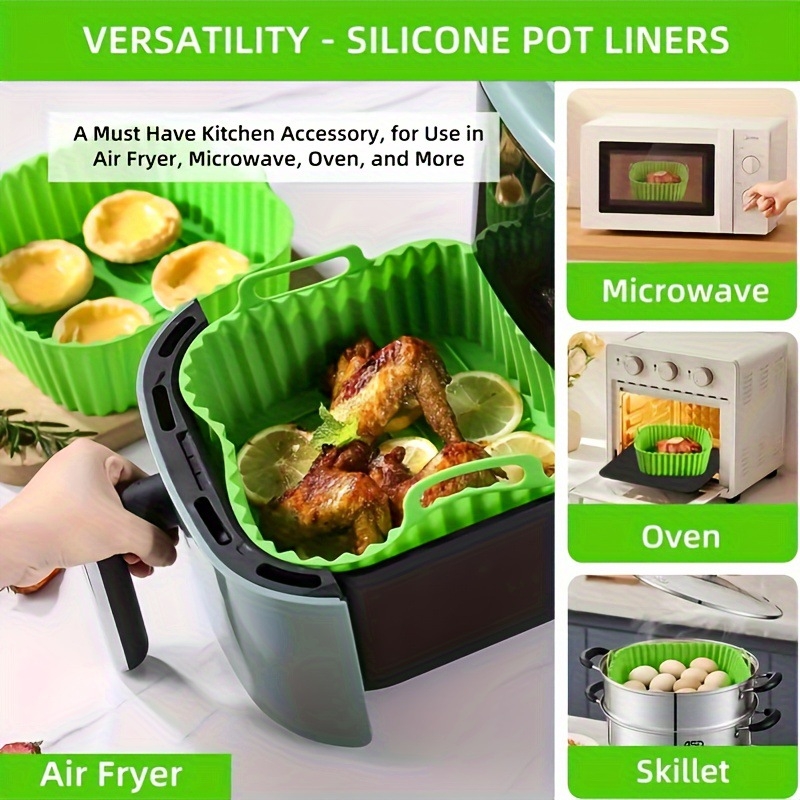 Tavă de copt din silicon alimentar pentru friteuză cu aer, antiaderent, utilizare casnică