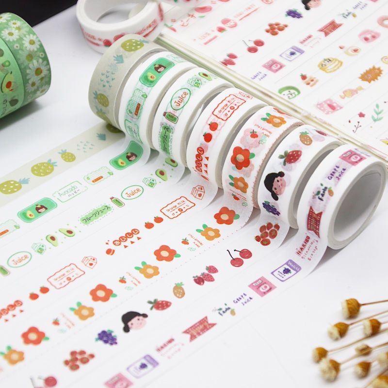 Set de 60 role de bandă washi, cutie cadou cu personaje din desene animate, culori drăguțe pentru elevi