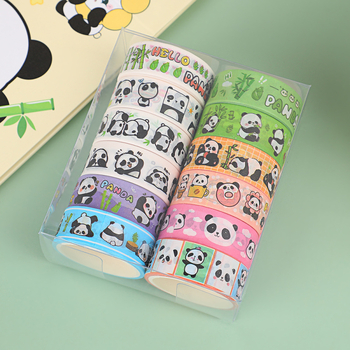 Set Panda Series Washi Tape – Motive de desene animate pentru decorarea jurnalului DIY, 12 role