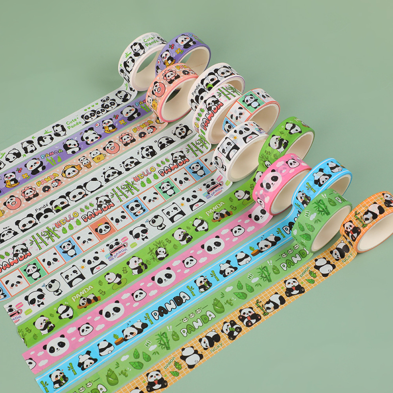 Set Panda Series Washi Tape – Motive de desene animate pentru decorarea jurnalului DIY, 12 role
