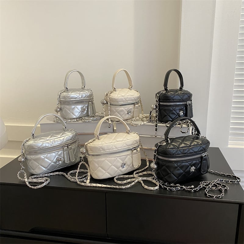 Minimalistička kutija torbica s lančanim remenom i romboidnim uzorkom, mala ženska crossbody torba, 2023. model