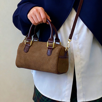 2026 korejski stil inspirirana retro velur torba, mala crossbody torba, Boston torba s jastučastim dizajnom u boji blokova