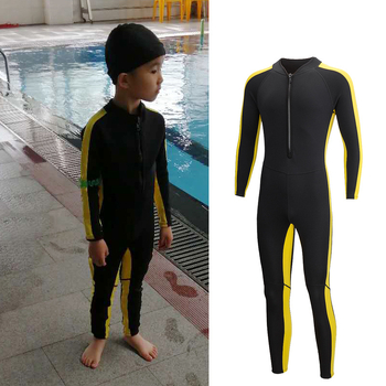 Dječji topli cijeli kostim za ronjenje 1,5 mm, Bruce Lee stil, žuti UV zaštitni plivački kostim