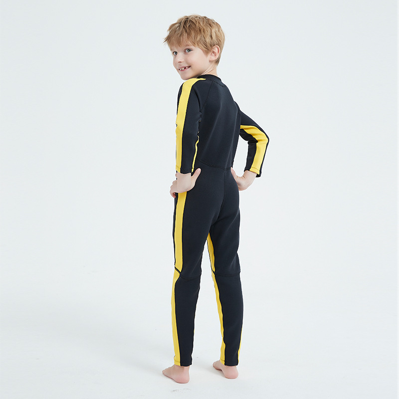 Dječji topli cijeli kostim za ronjenje 1,5 mm, Bruce Lee stil, žuti UV zaštitni plivački kostim