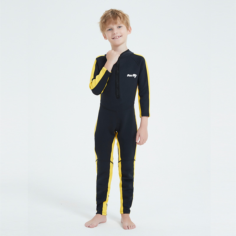 Dječji topli cijeli kostim za ronjenje 1,5 mm, Bruce Lee stil, žuti UV zaštitni plivački kostim