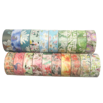 Bandă washi cu design floral, bandă de hârtie DIY ce se rupe manual, 4 m × 15 mm, personalizabilă