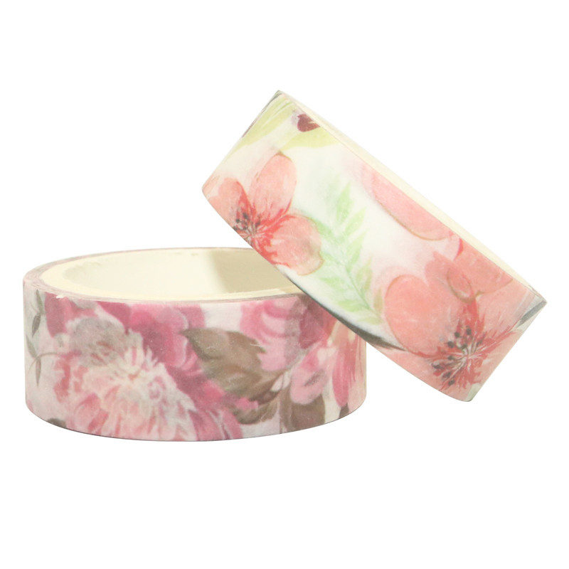 Bandă washi cu design floral, bandă de hârtie DIY ce se rupe manual, 4 m × 15 mm, personalizabilă